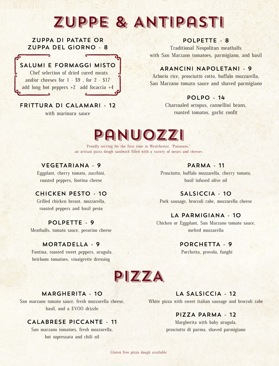 Lunch Menu Lago Ristorante & Wine Bar